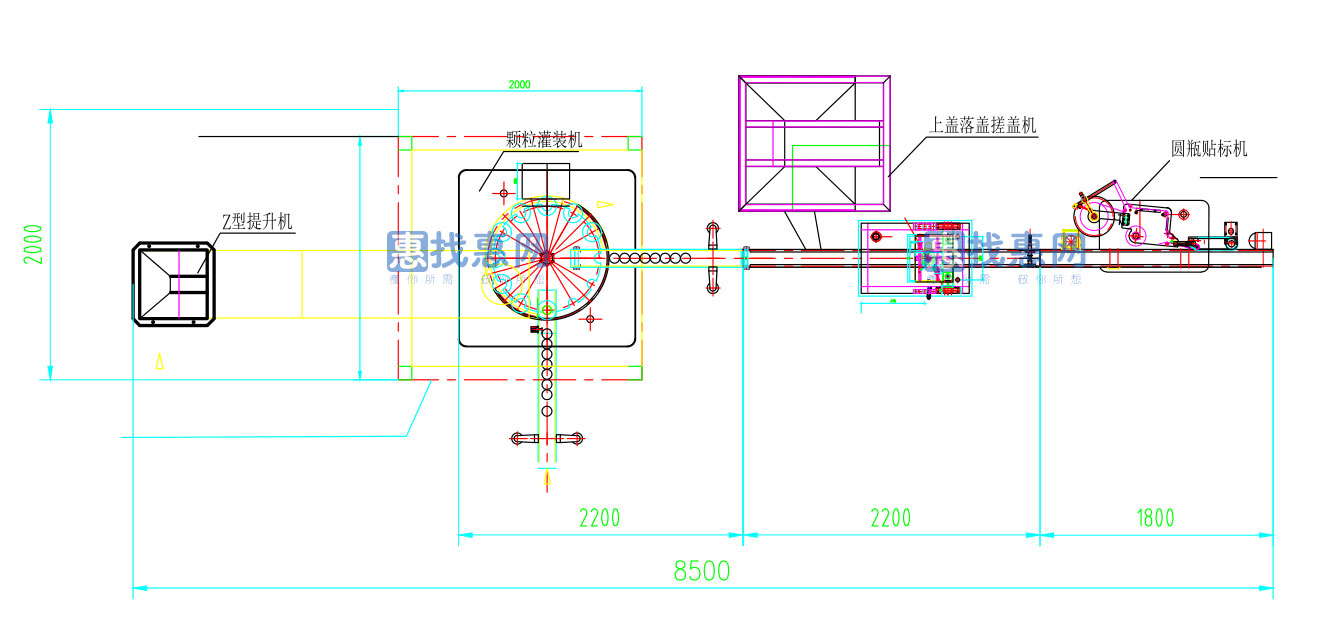 颗粒物料生产线平面图 CAD图纸